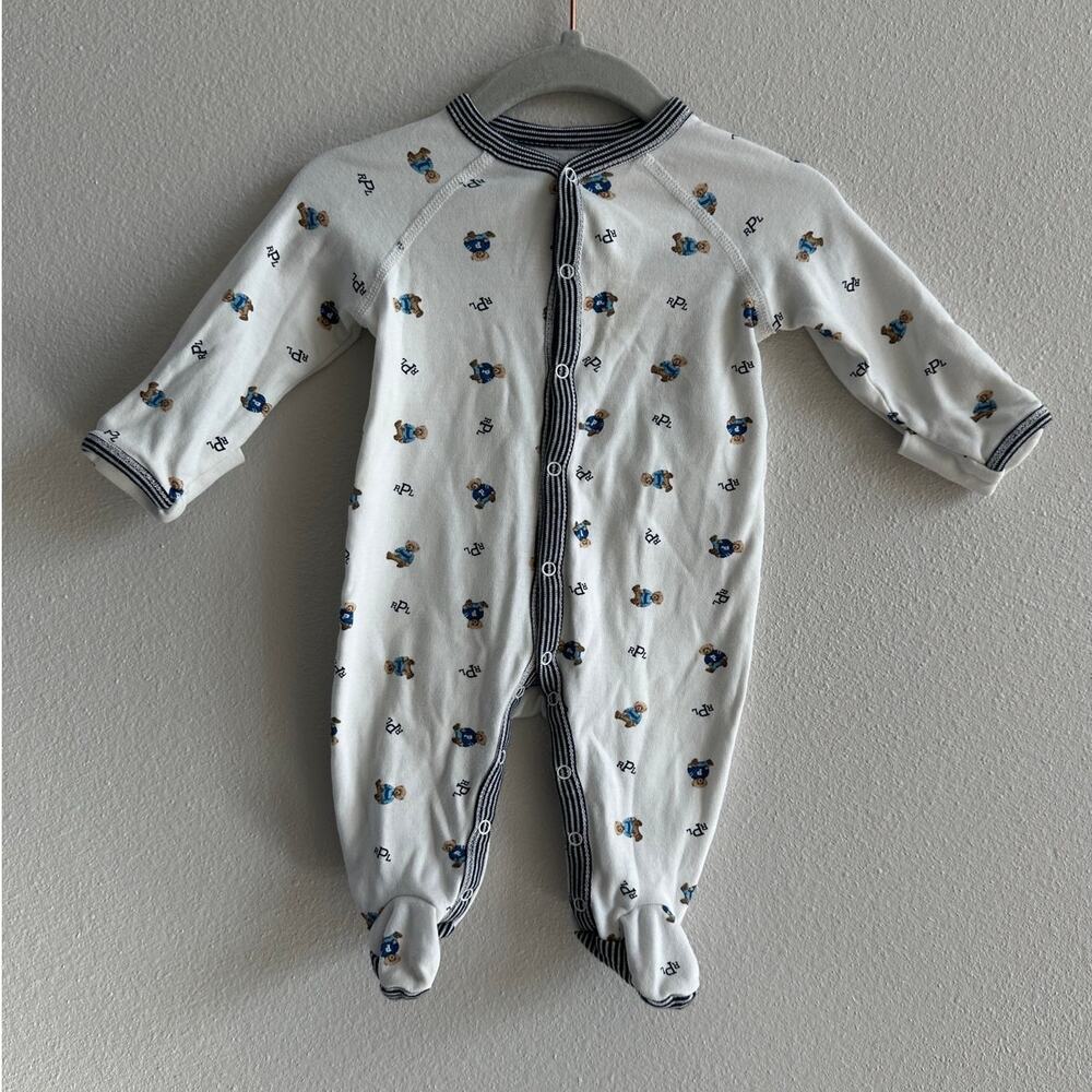POLO RALPH LAUREN Babies' Ralph Lauren Print Footie In White Bear Print 3M